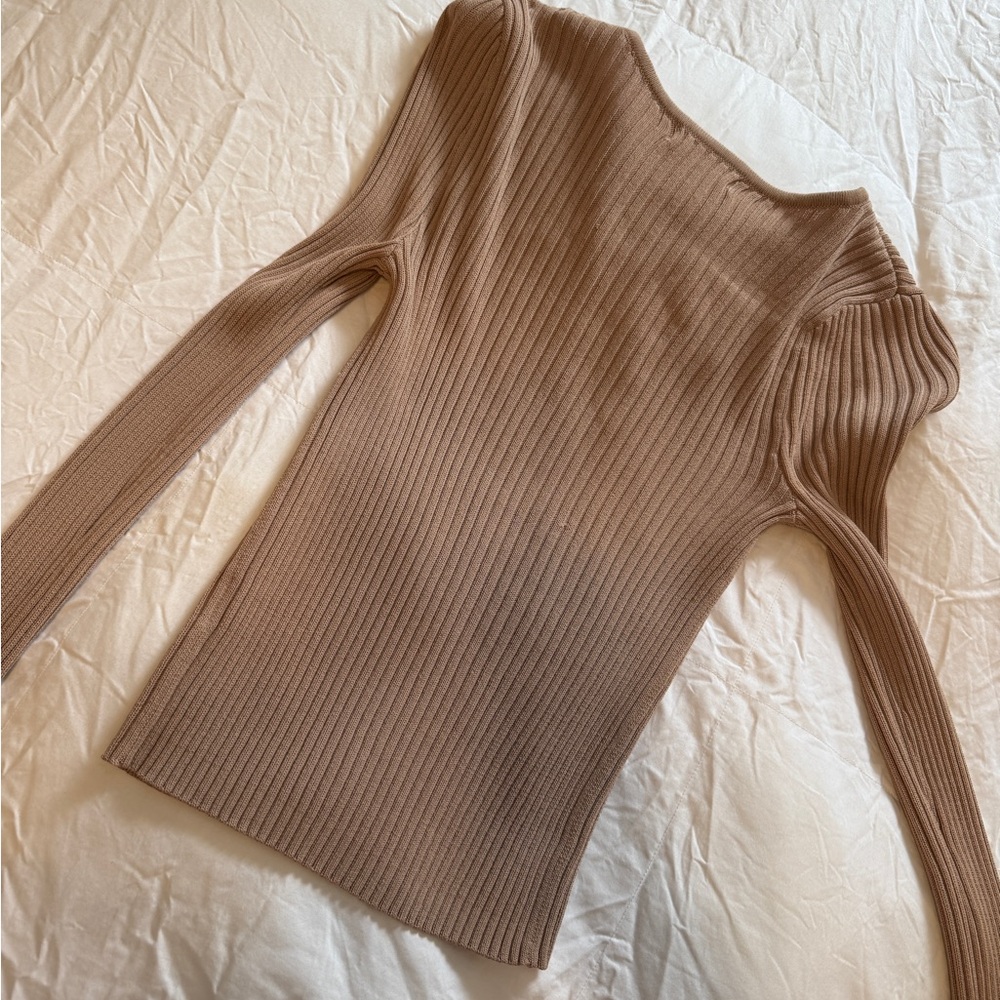 Glassons Tan Ribbed Keyhole Knit Top - Picture 6 of 6
